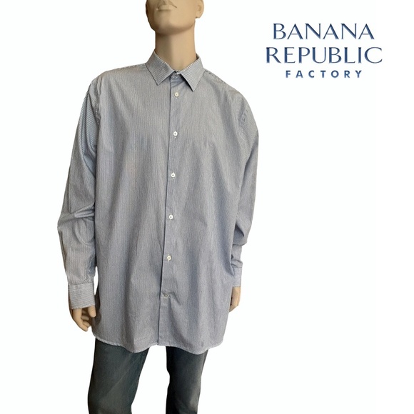 Banana Republic Stripe Dress Shirt Button Front Long Sleeve Cotton XXL Excellent - Picture 8 of 11